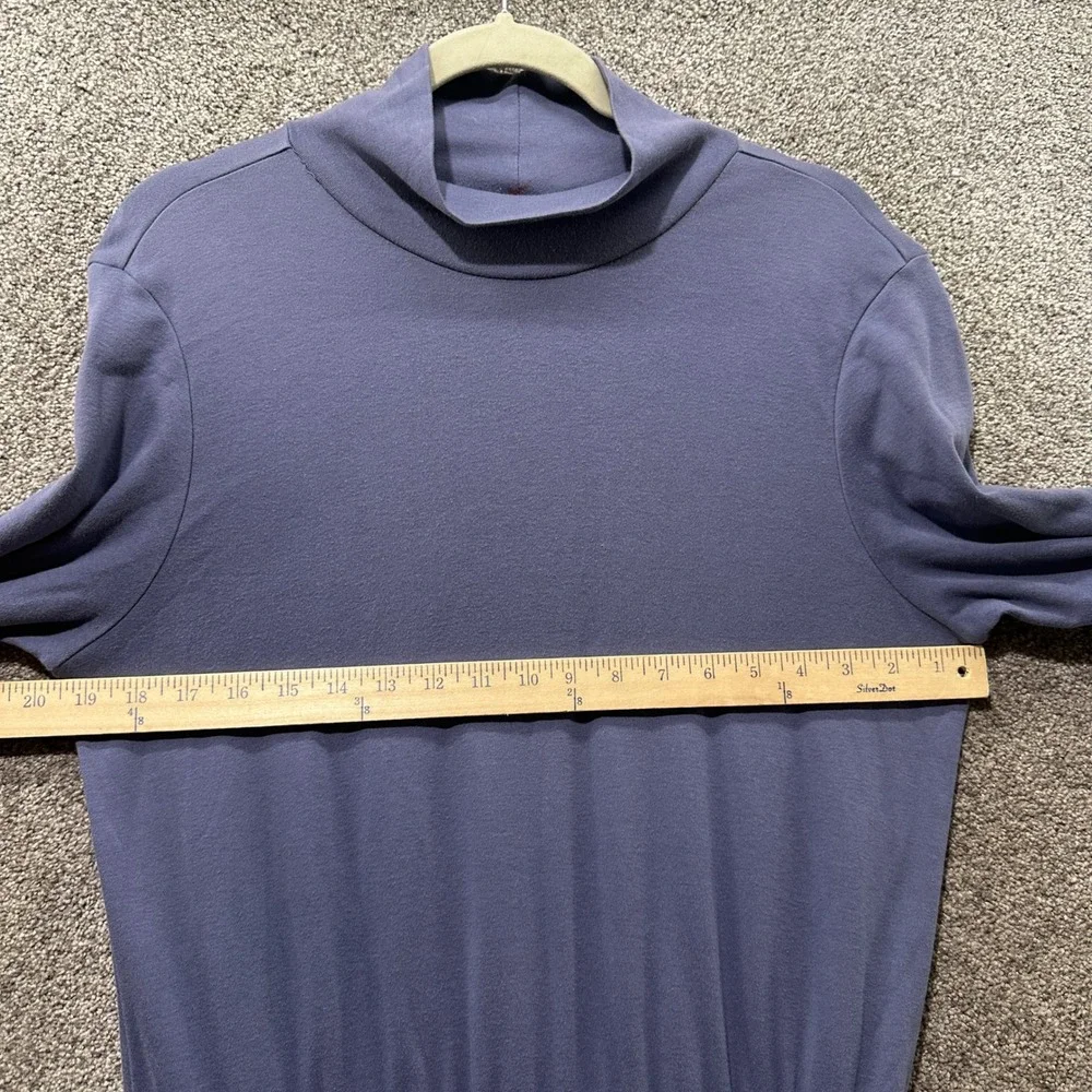 LL Bean Maxi Dress Women Cotton Mock Neck Large Petite Pockets Modest Minimalist